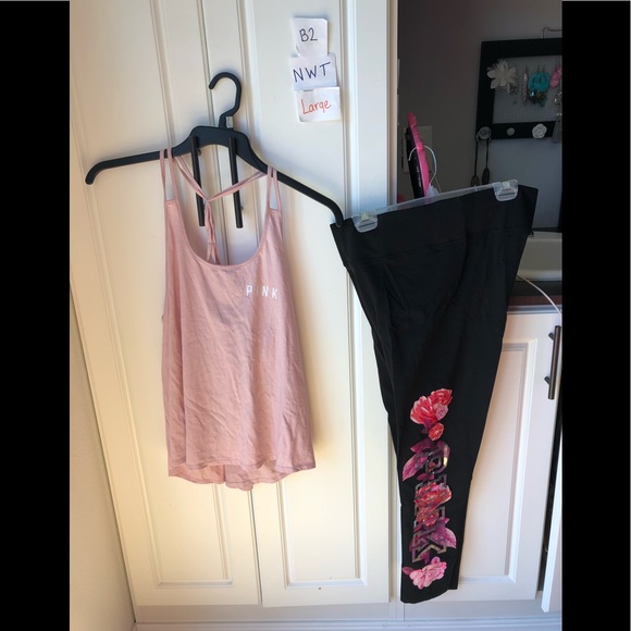 NWT Victoria Secret pink large tank & bling leggin
